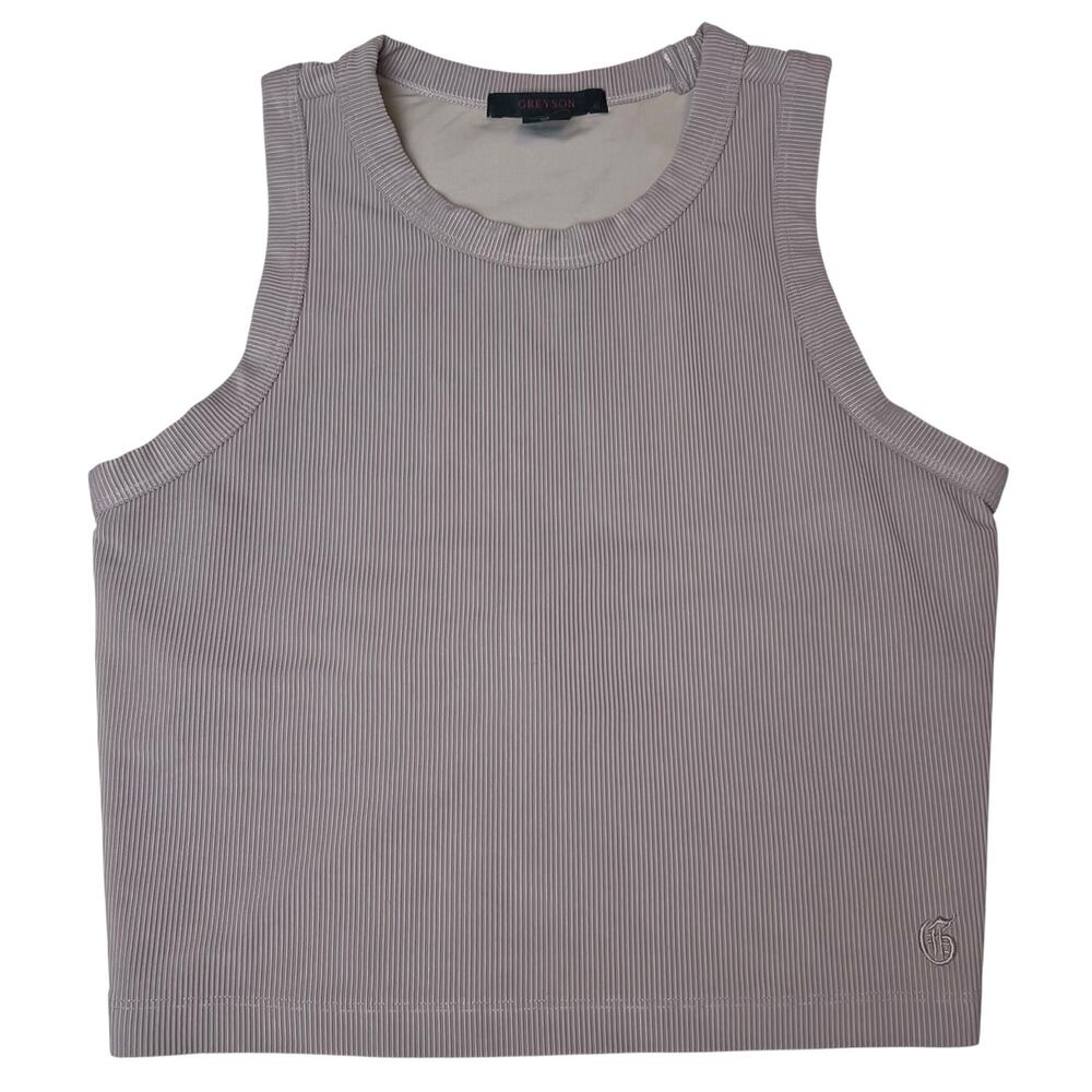 Greyson Ribbed Cropped High Neck Tank Top Performance Activewear Size Large